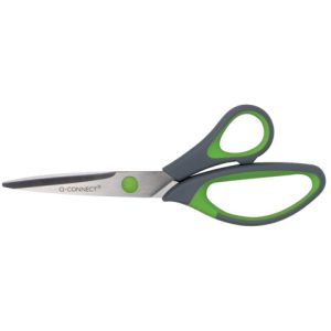 Forbici Q-Connect Softgrip lame asimmetriche grigio/verde 20 cm E-35281 IA | Cod. 100034
