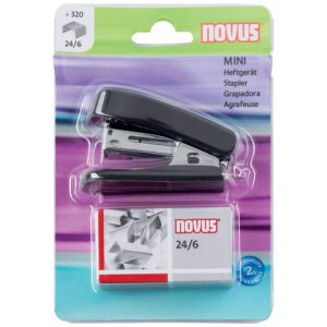 Set cucitrice Novus Mini + 320 punti 24/6 - max 12 fogli nero H101031 | Cod. 100126